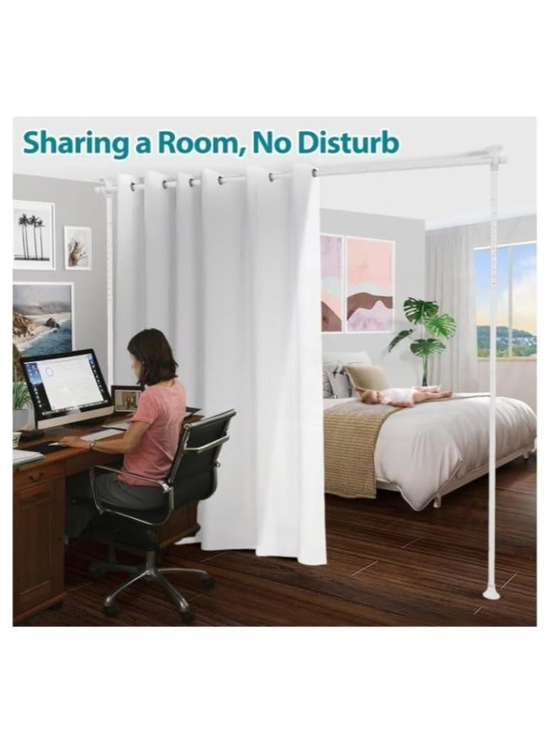 WALALLA 2 Pack Adjustable Freestanding Room Divider, Drilling Free Tension Curtain Rods, Floor to Ceiling Wall Divider Rod, Heavy Duty Partition Dividers with 2.7*2m Hanging Curtains - Image 2